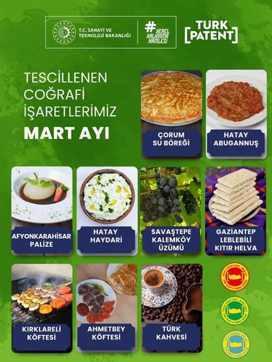 Mart ayında ülkemizde tescillenen coğrafi işaretlerimiz